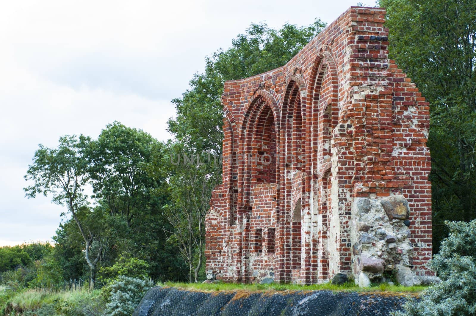 An image of old church ruins in Trzesacz. Poland