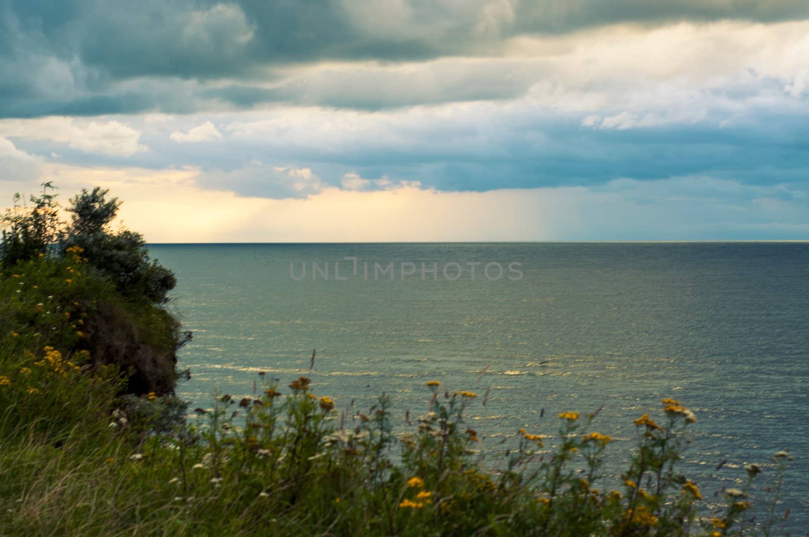 An image of storm clouds over the sea