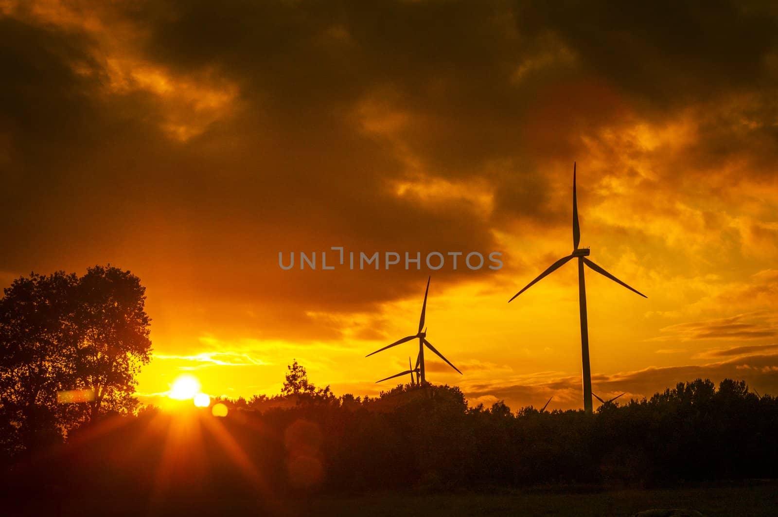 An image of windturbine during beautiful sunset