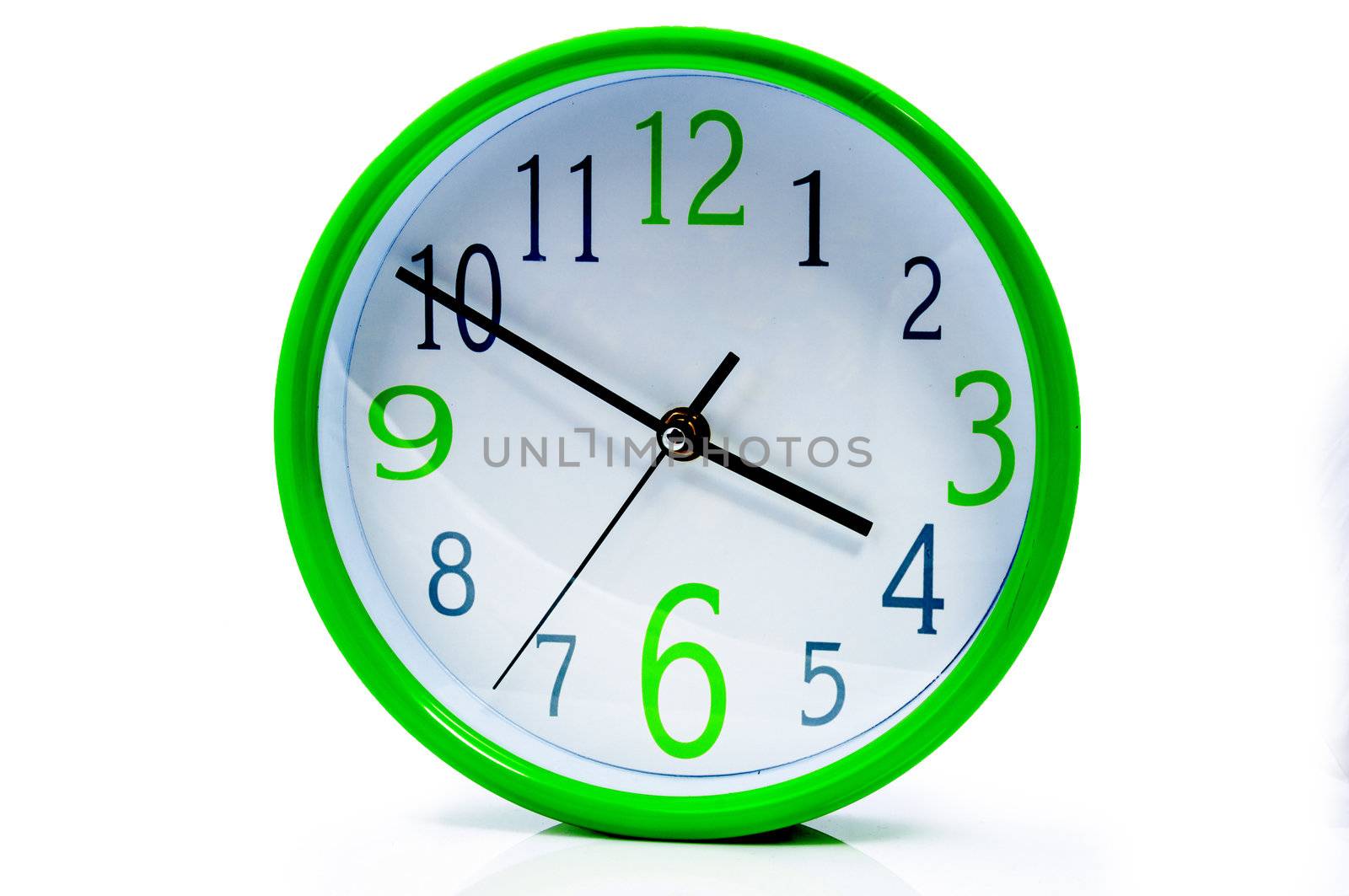 An image of green watch on white background