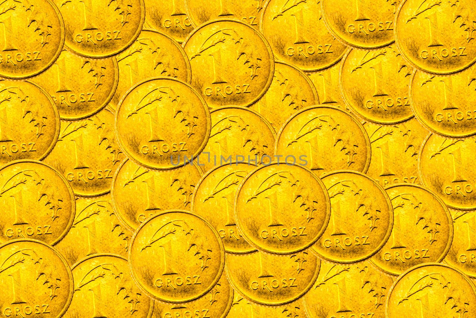 An image of polish currency coins as a background