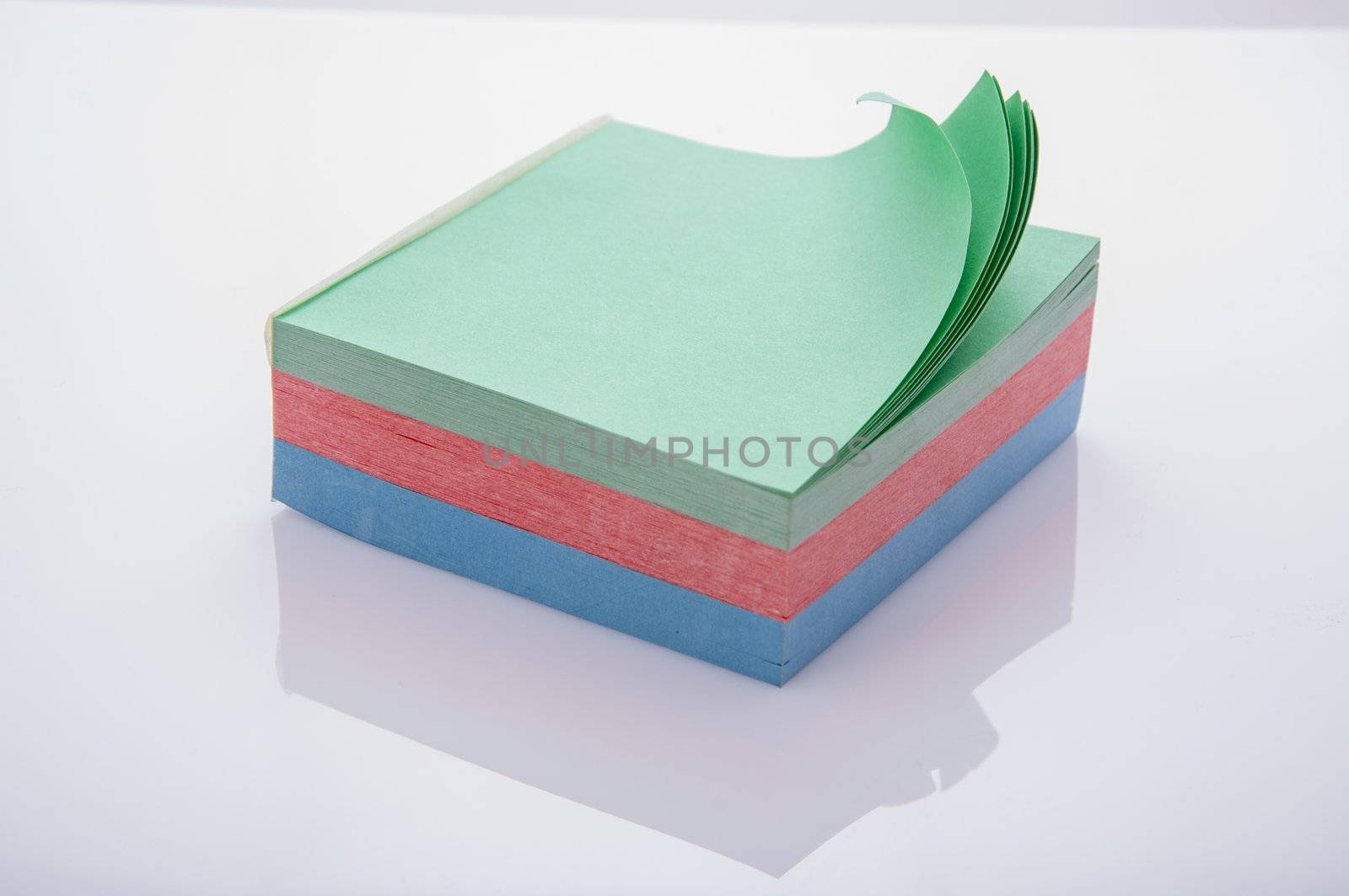 An image of stack of sticky notes isolated on white
