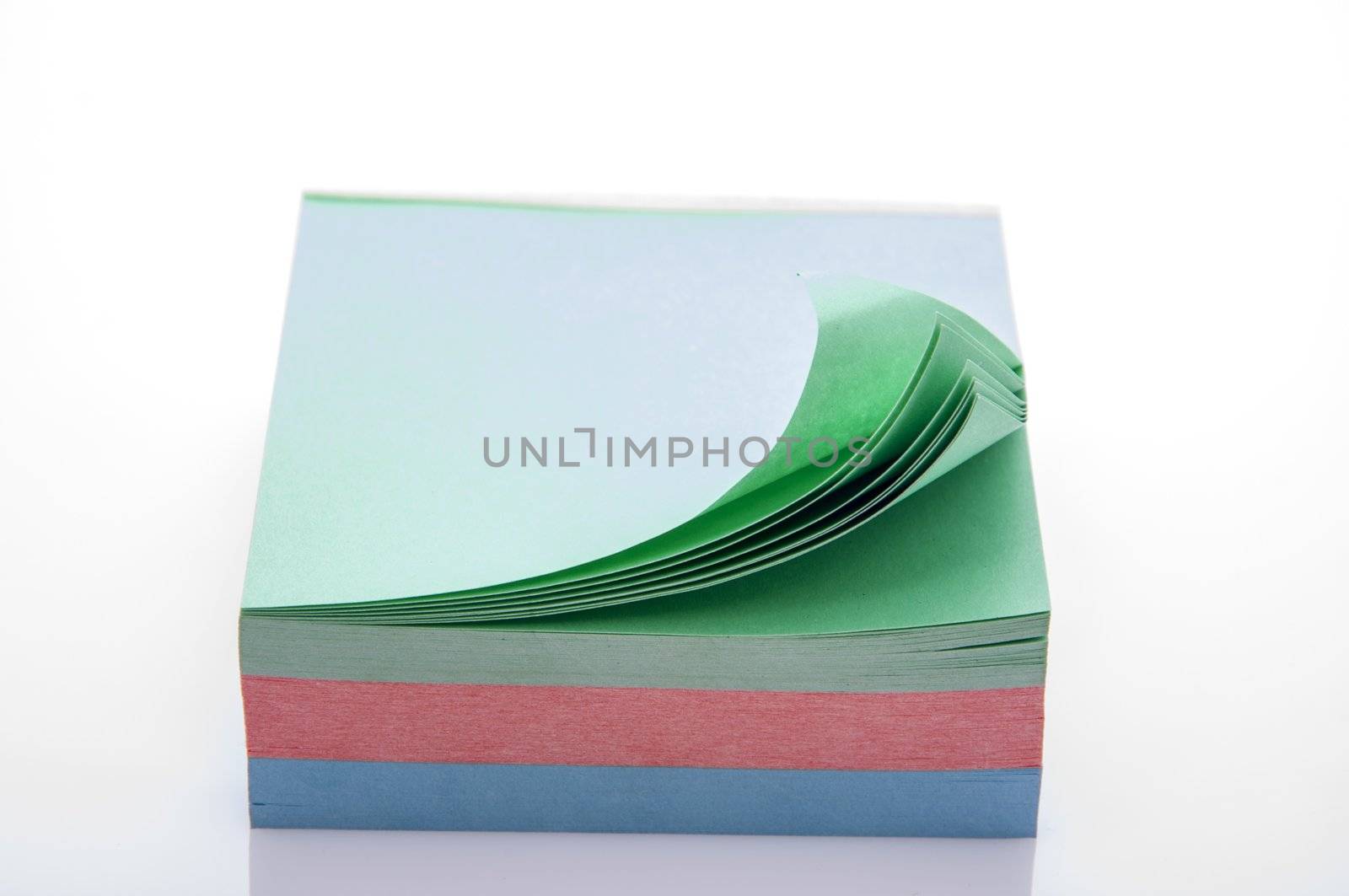 An image of stack of sticky notes isolated on white
