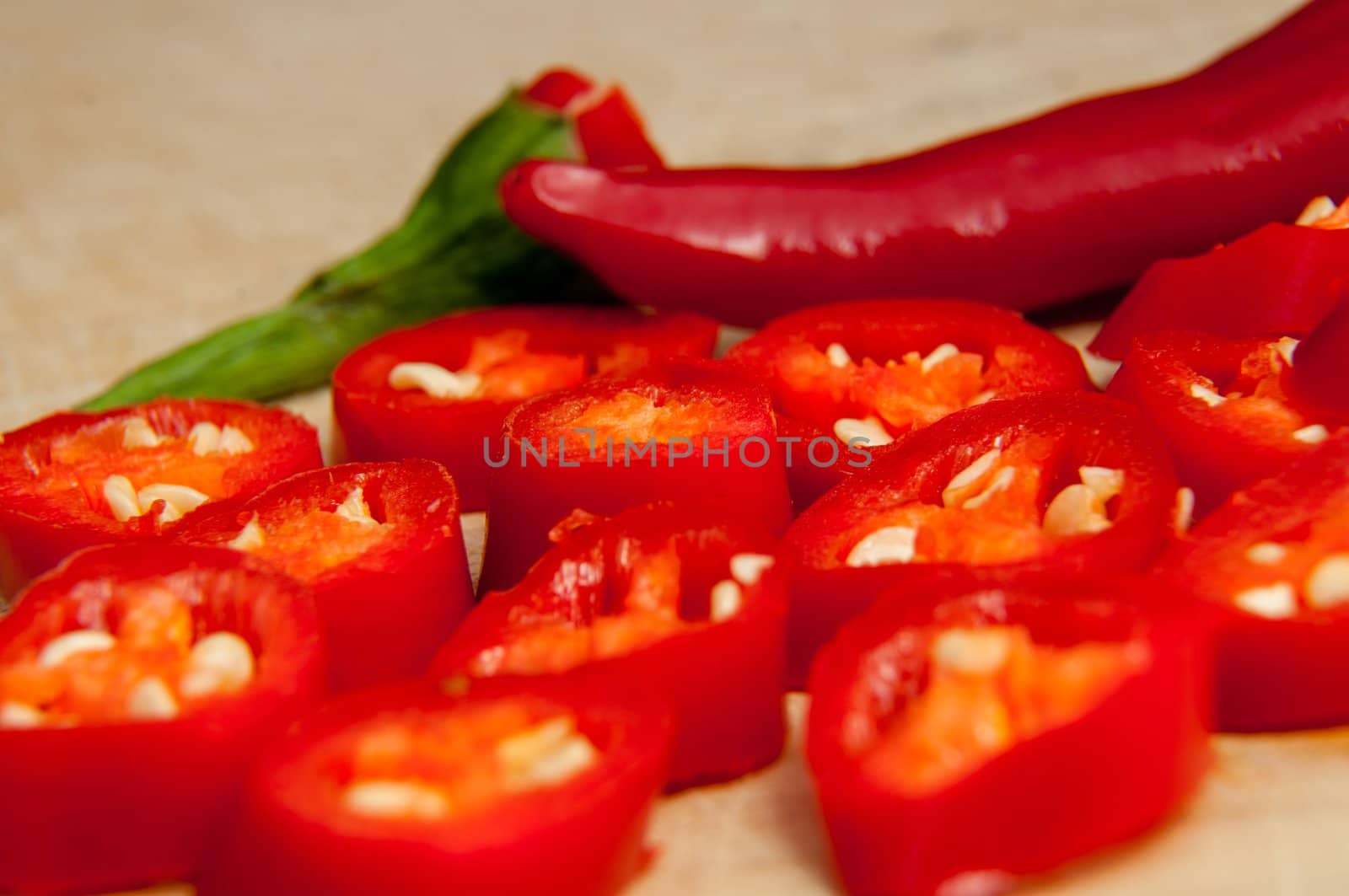 An image of sliced red chilli pepper