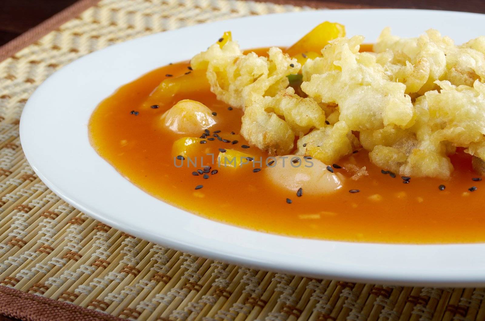 Japanese cuisine .Seafood tempura vegetable