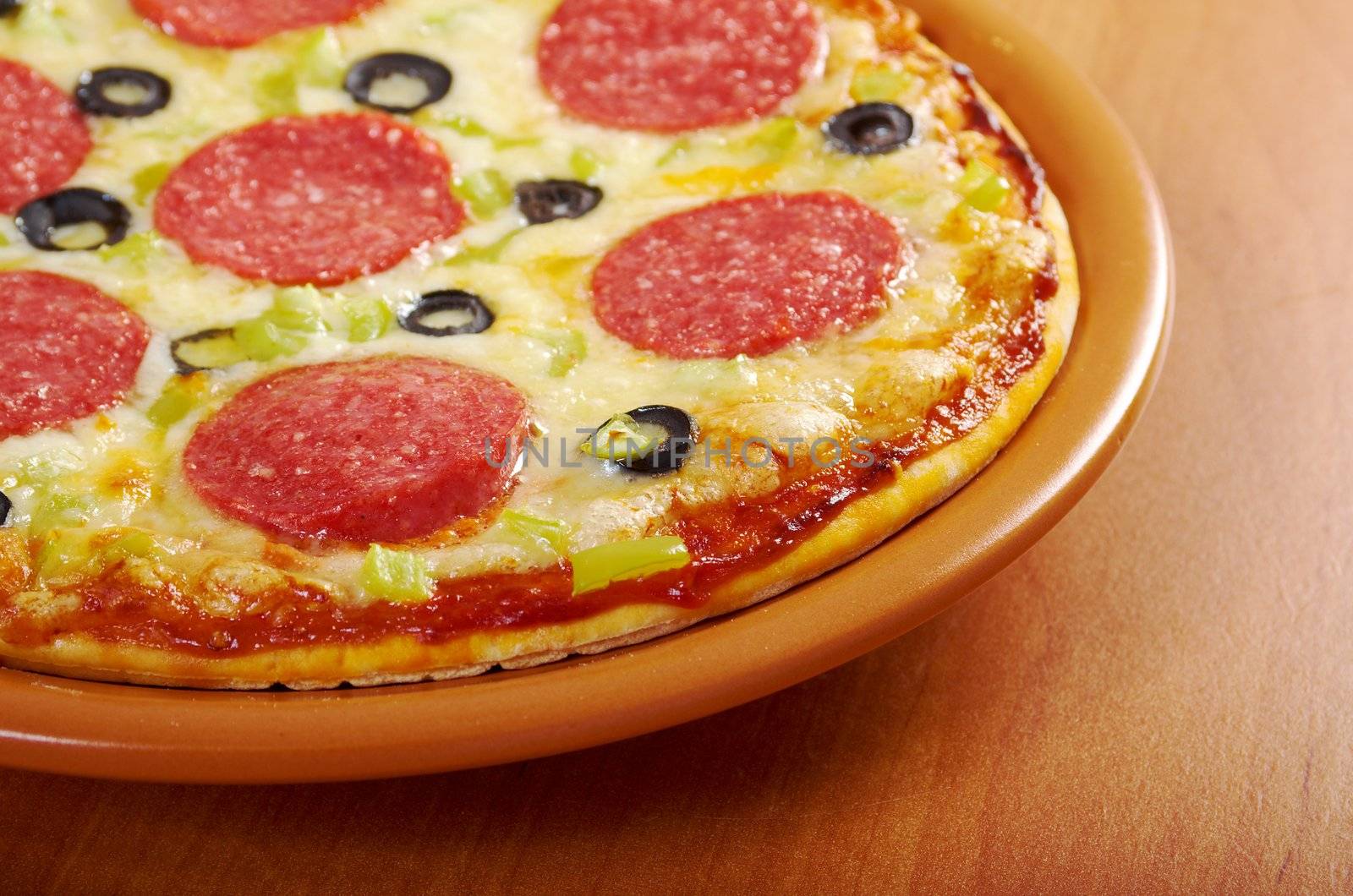home pizza  Pepperoni.Closeup 