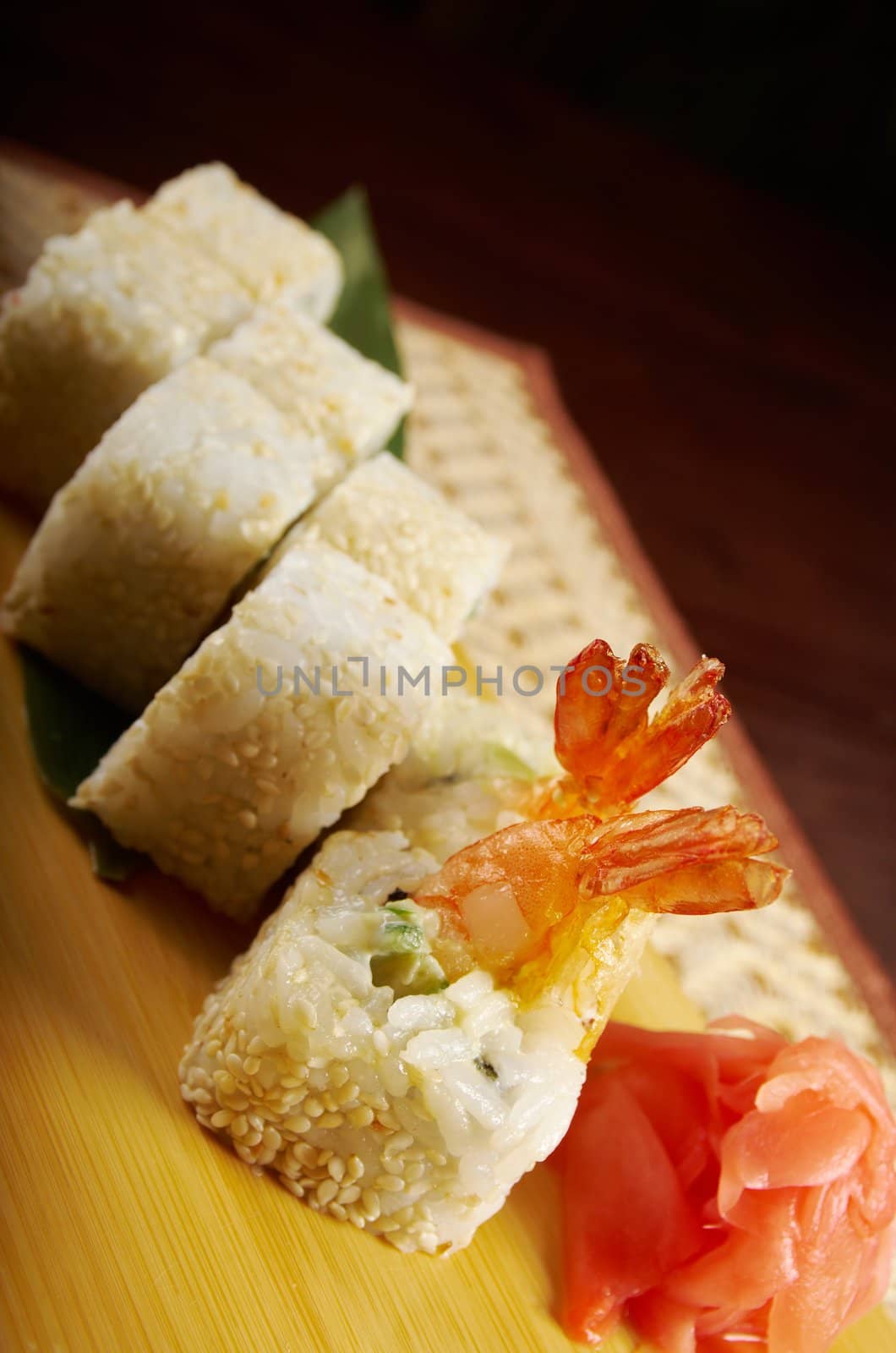 Japanese sushi made of Smoked fish  and sesam by Fanfo