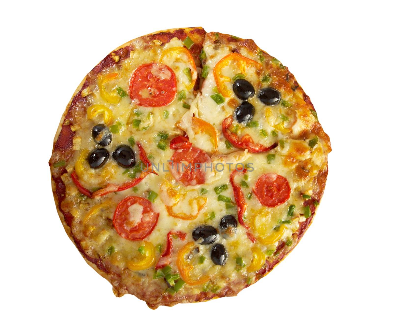 home pizza with tomato and eggplant  Closeup 
