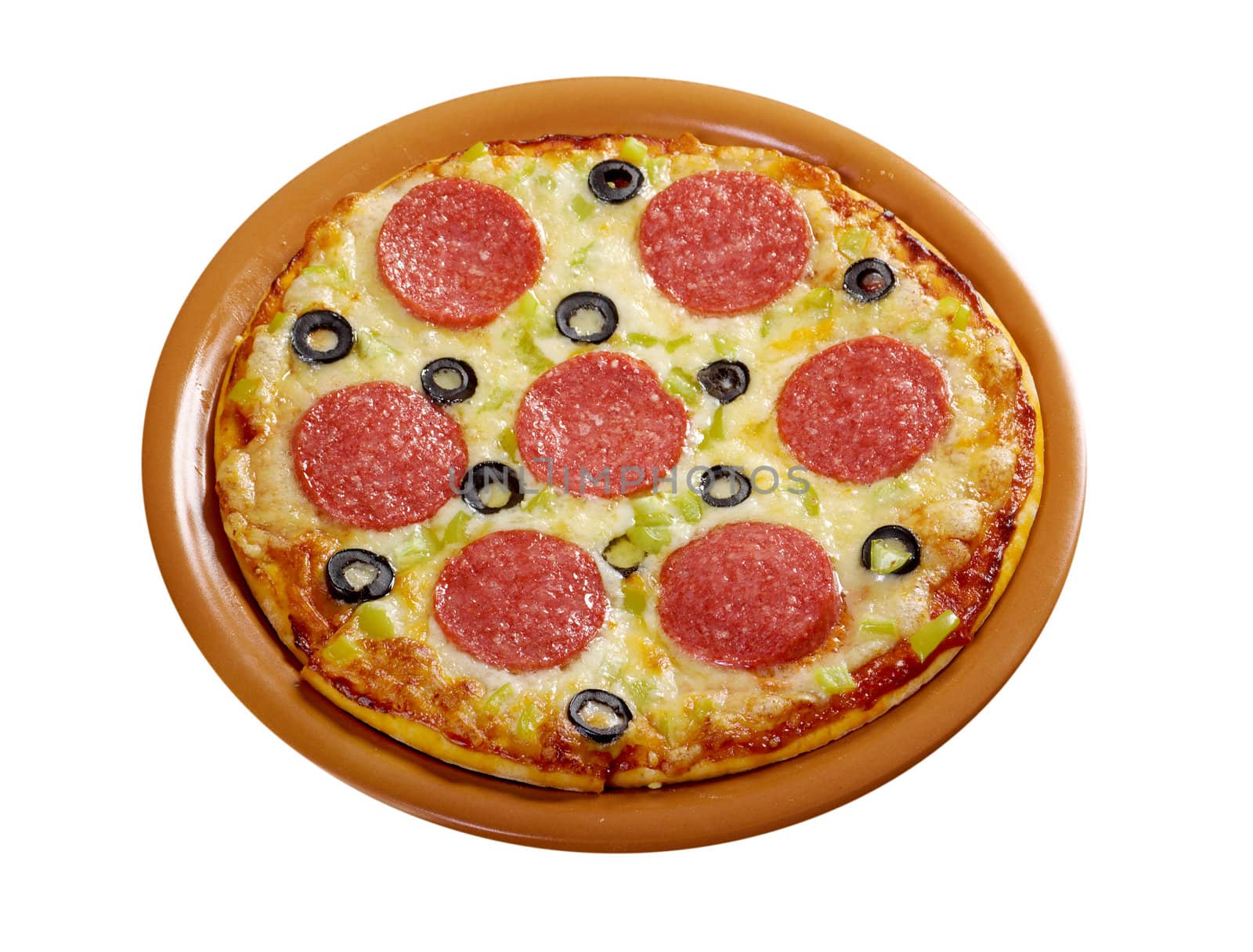 home pizza  Pepperoni.Closeup .isolated on white background. 