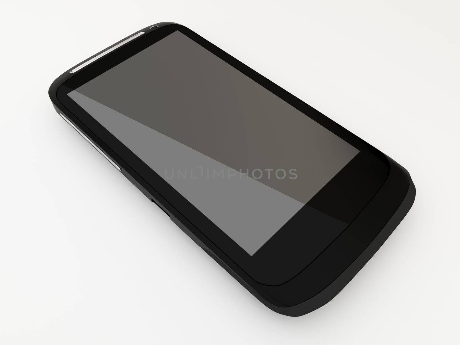 3d render black smartphone isolated on white background.