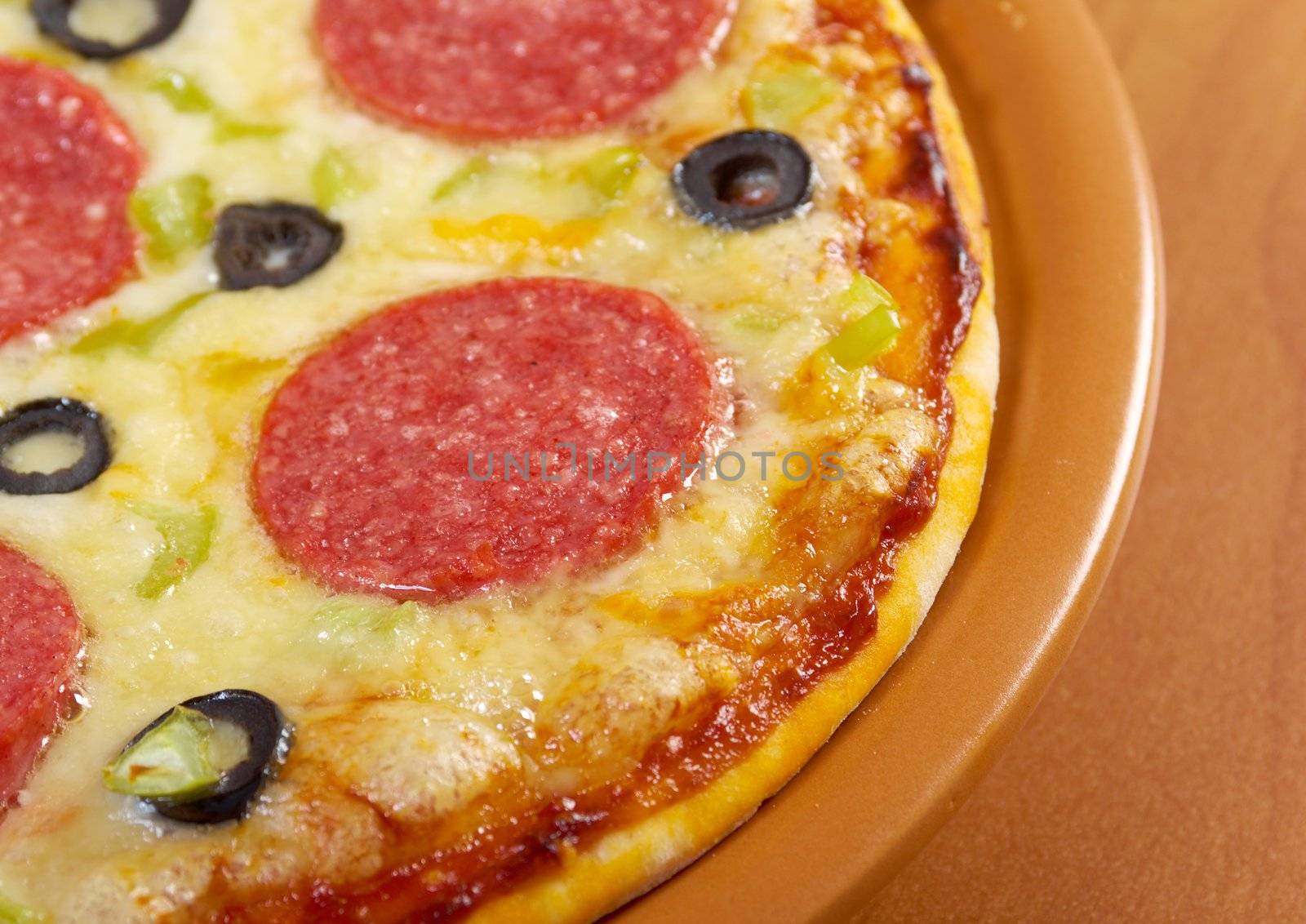 home pizza  Pepperoni.Closeup 