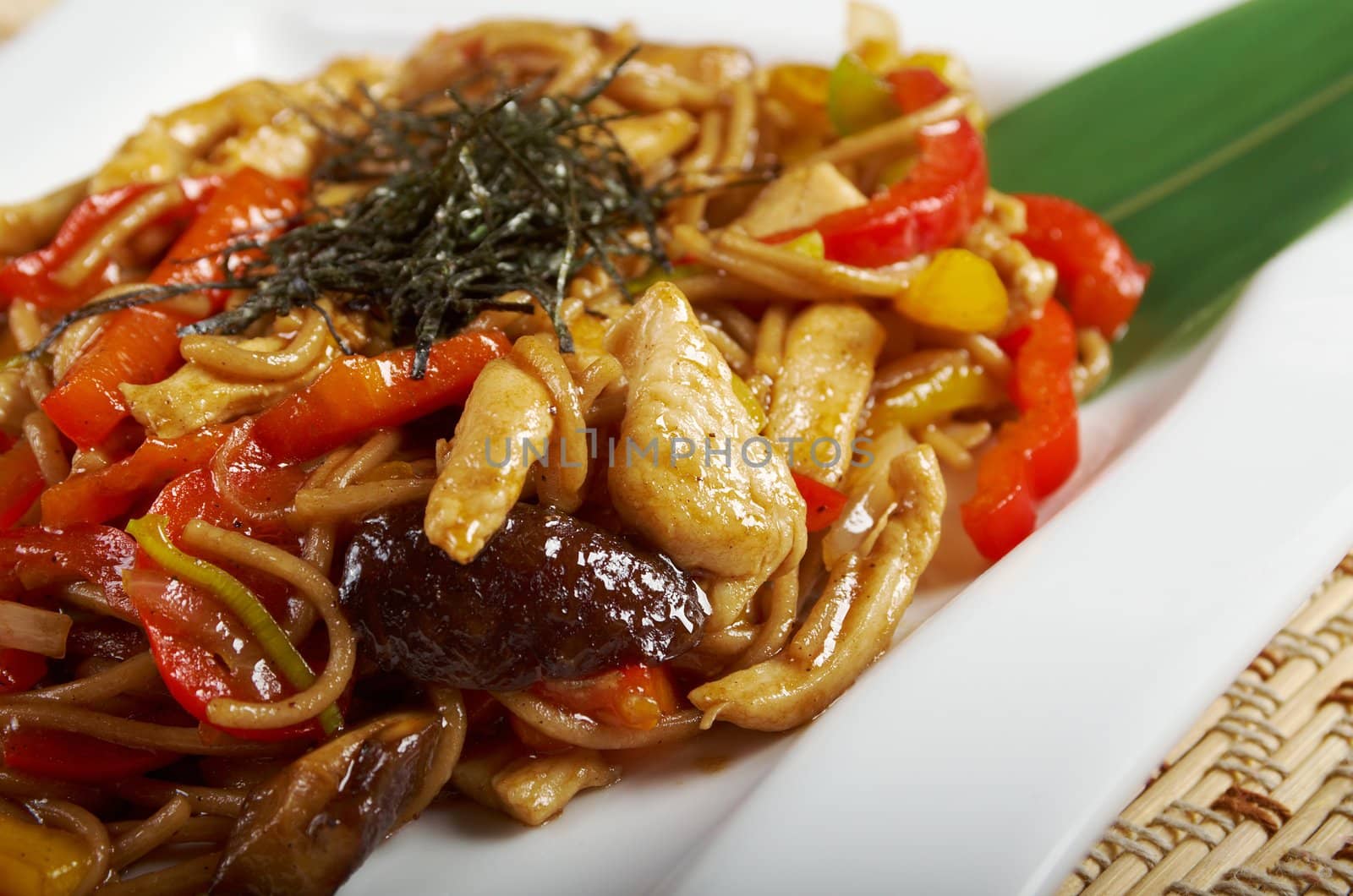 udon noodles with beef tendon stew.Japanese cuisine