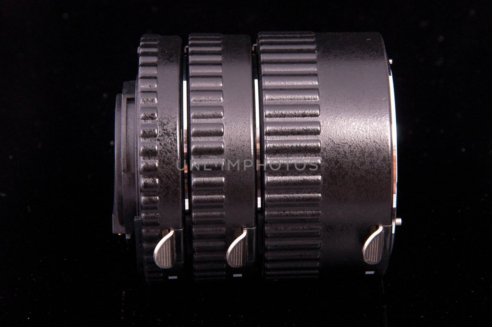 An image of macro lens isolated on black