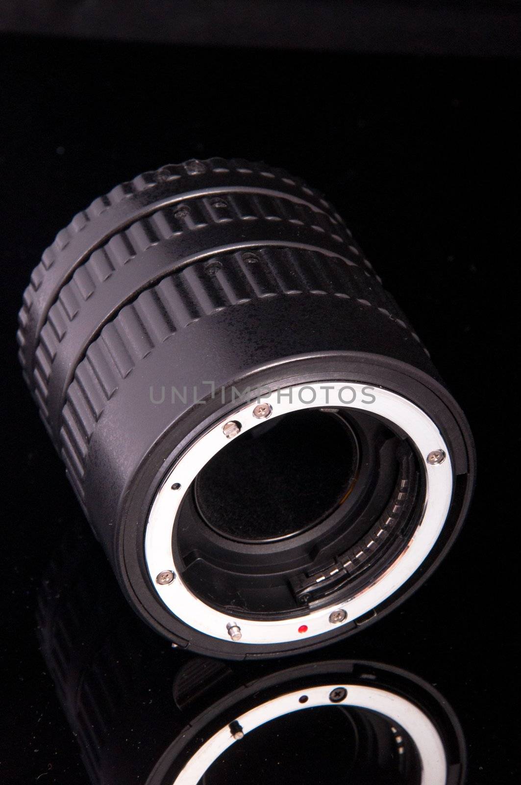 An image of macro lens isolated on black