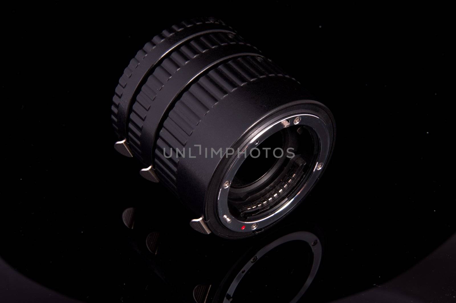 An image of macro lens isolated on black