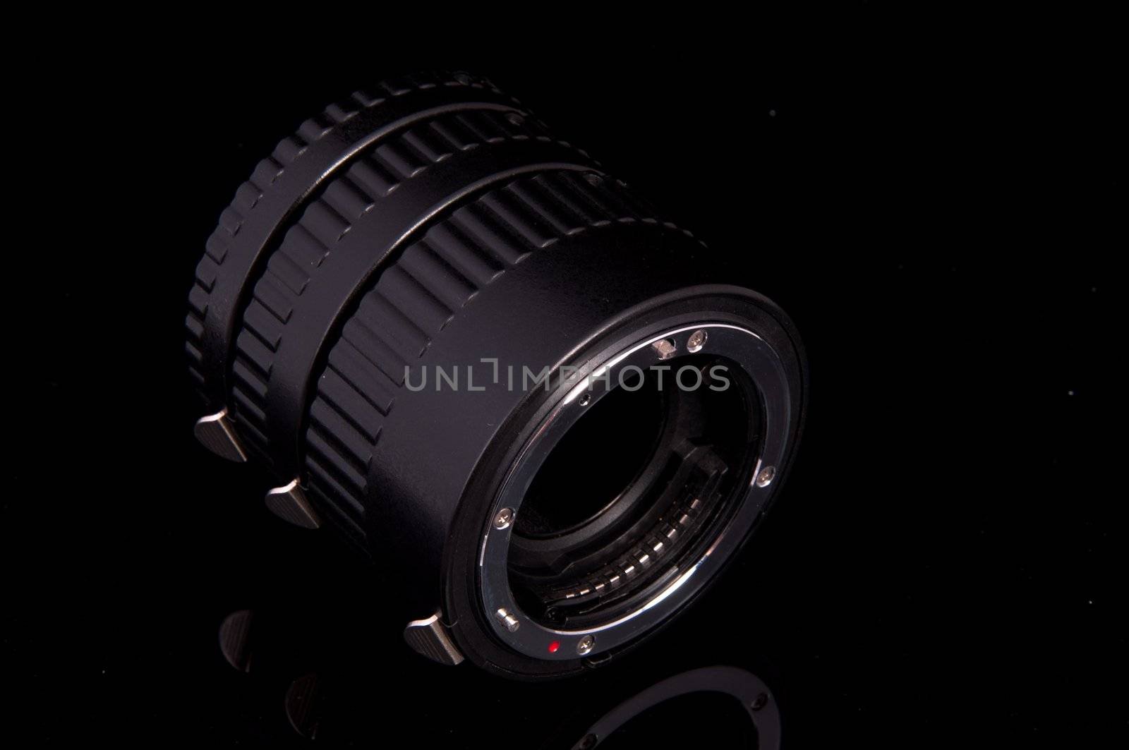 An image of macro lens isolated on black
