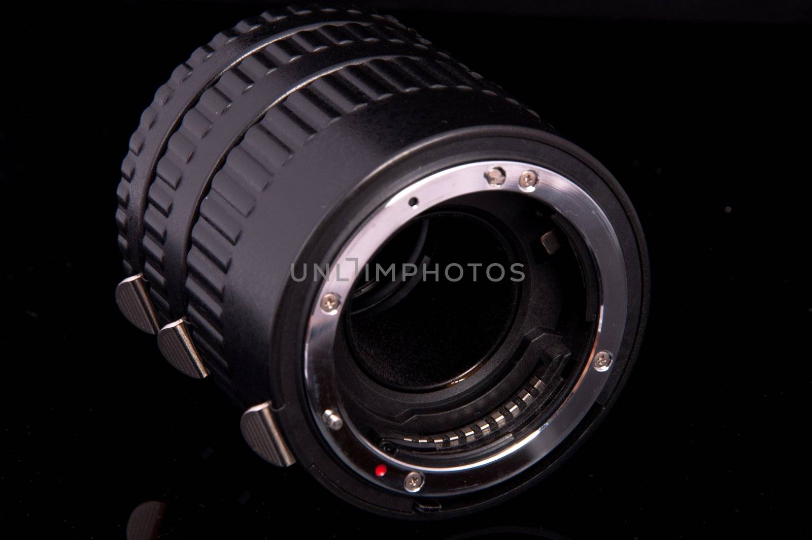 An image of macro lens isolated on black
