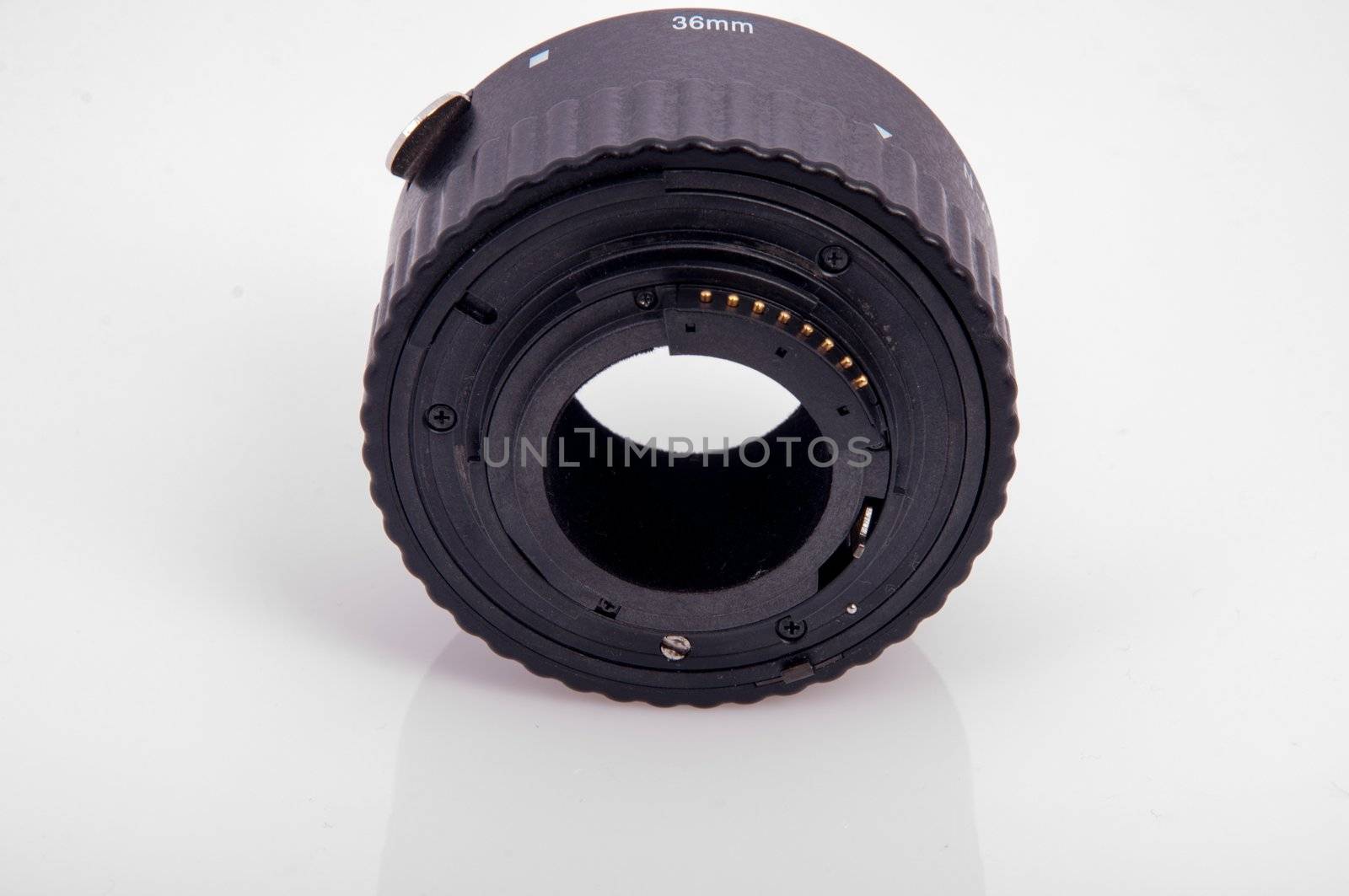 An image of macro lens isolated on black