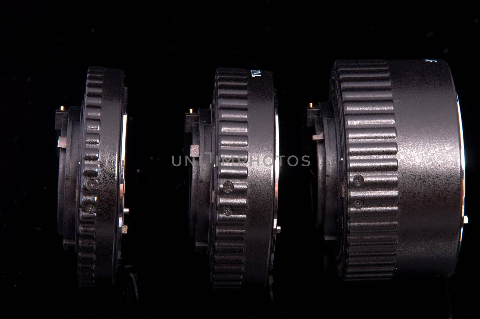 An image of macro lens isolated on black