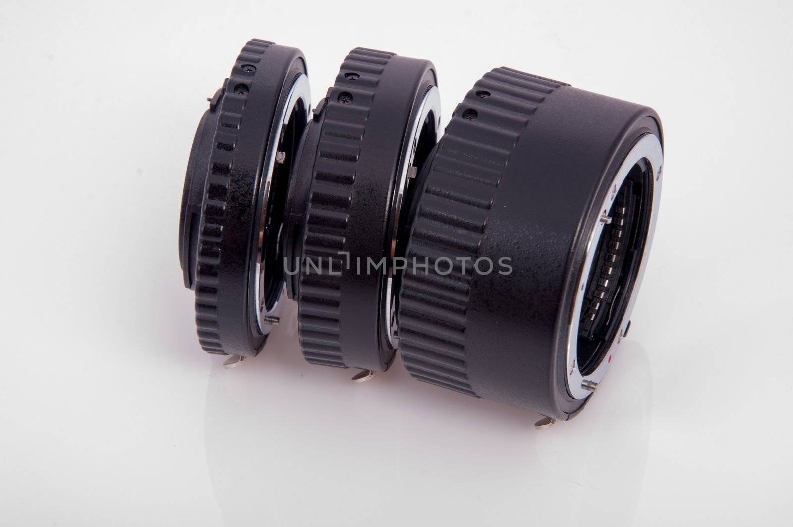 An image of macro lens isolated on black