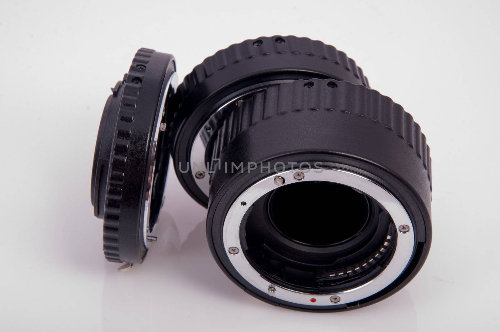 An image of macro lens isolated on black