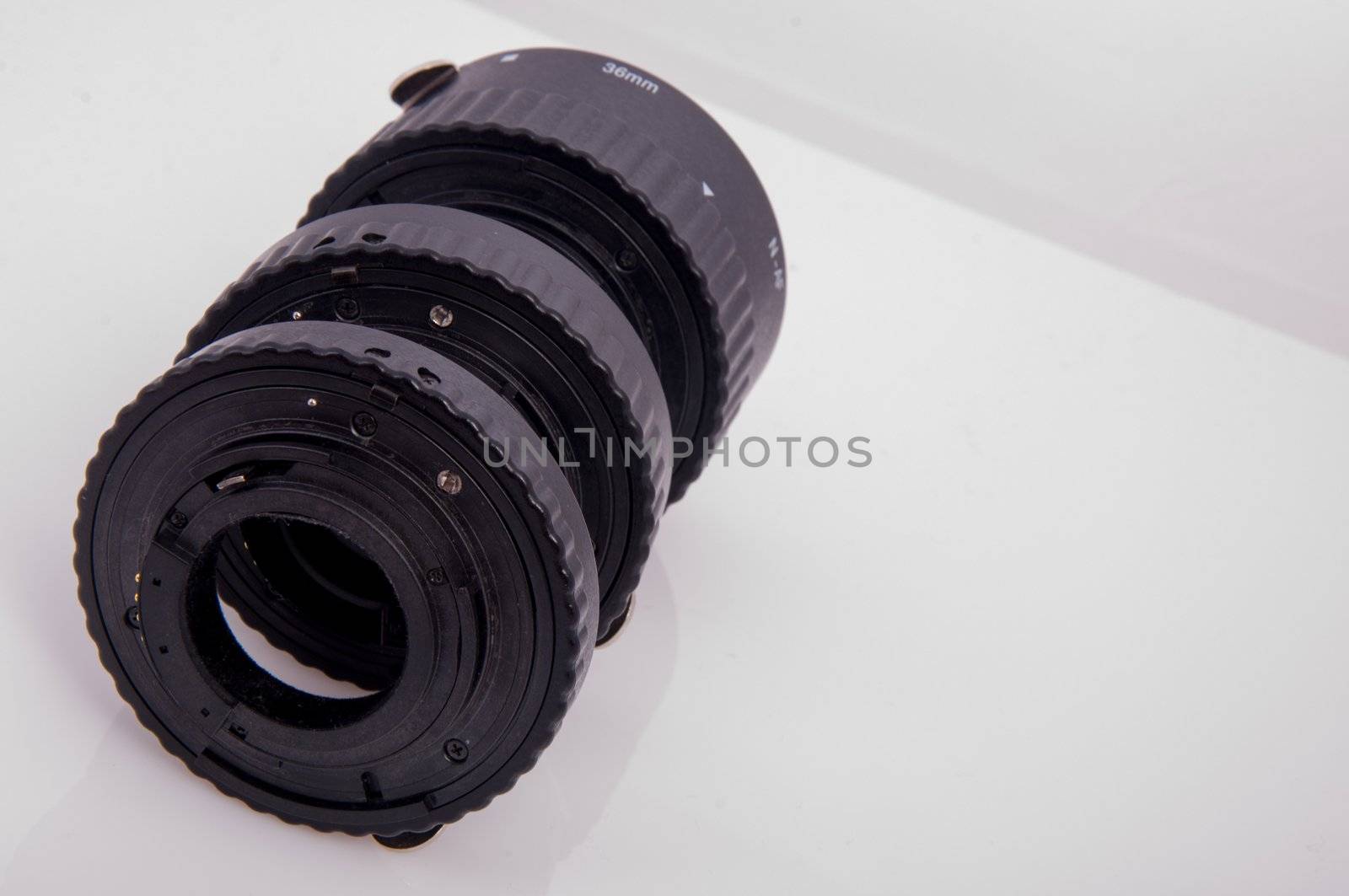 An image of macro lens isolated on black