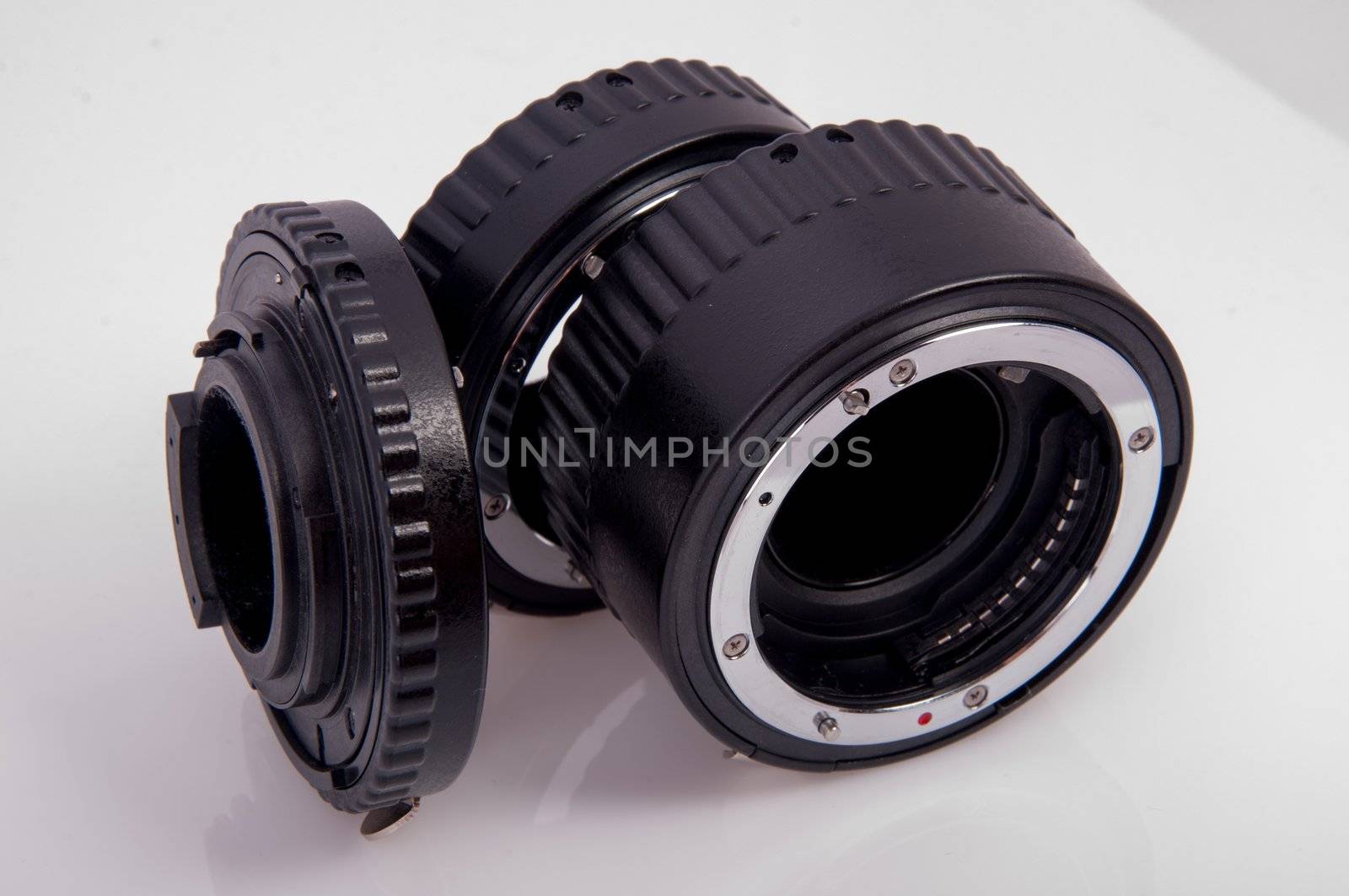An image of macro lens isolated on black