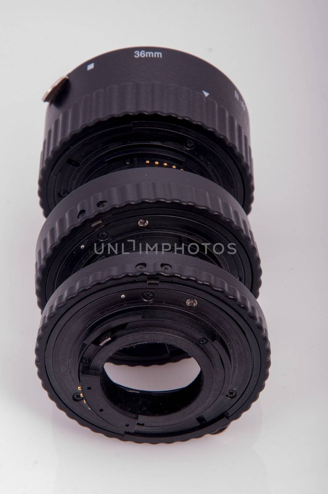 An image of macro lens isolated on black