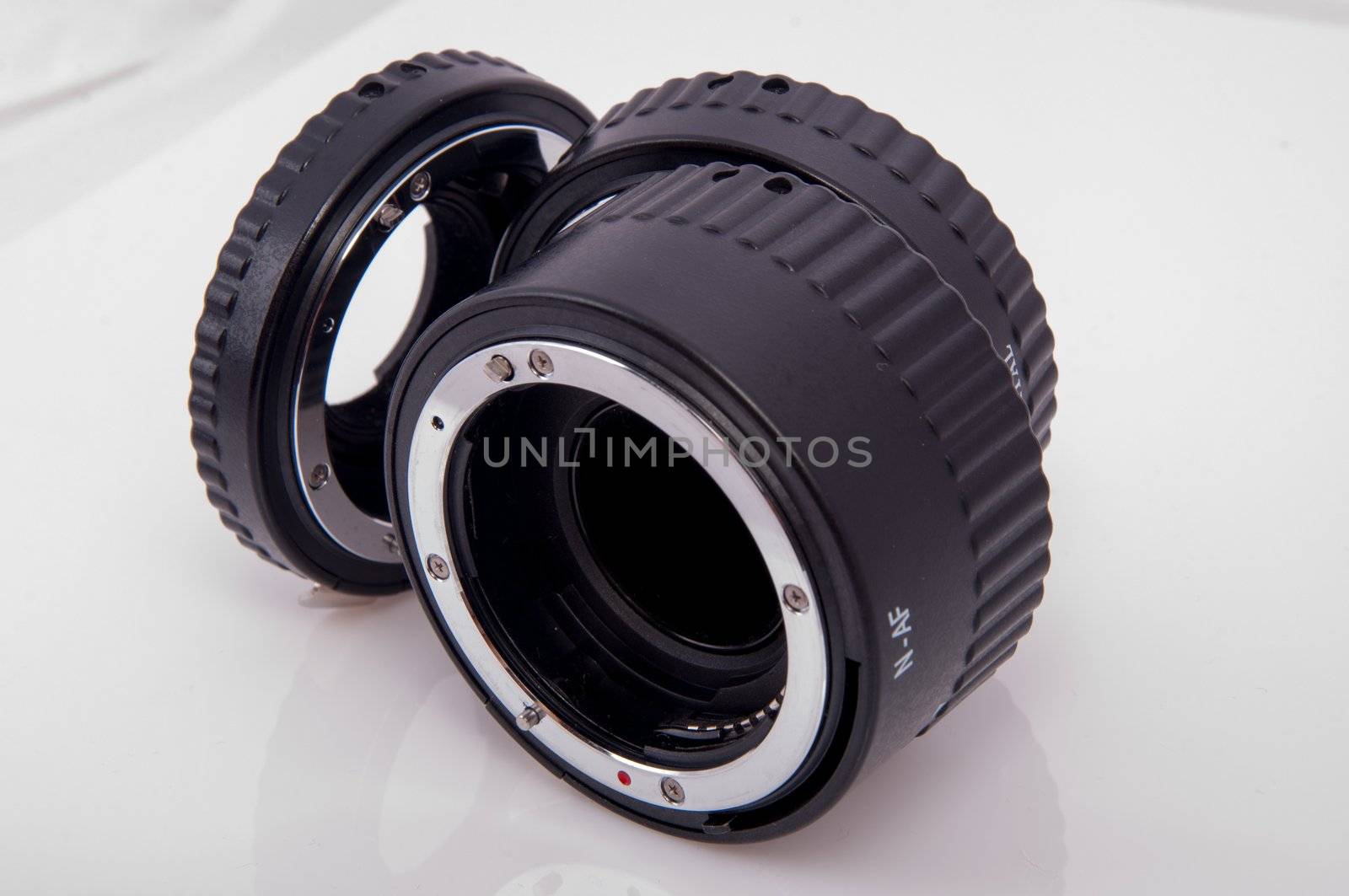 An image of macro lens isolated on black