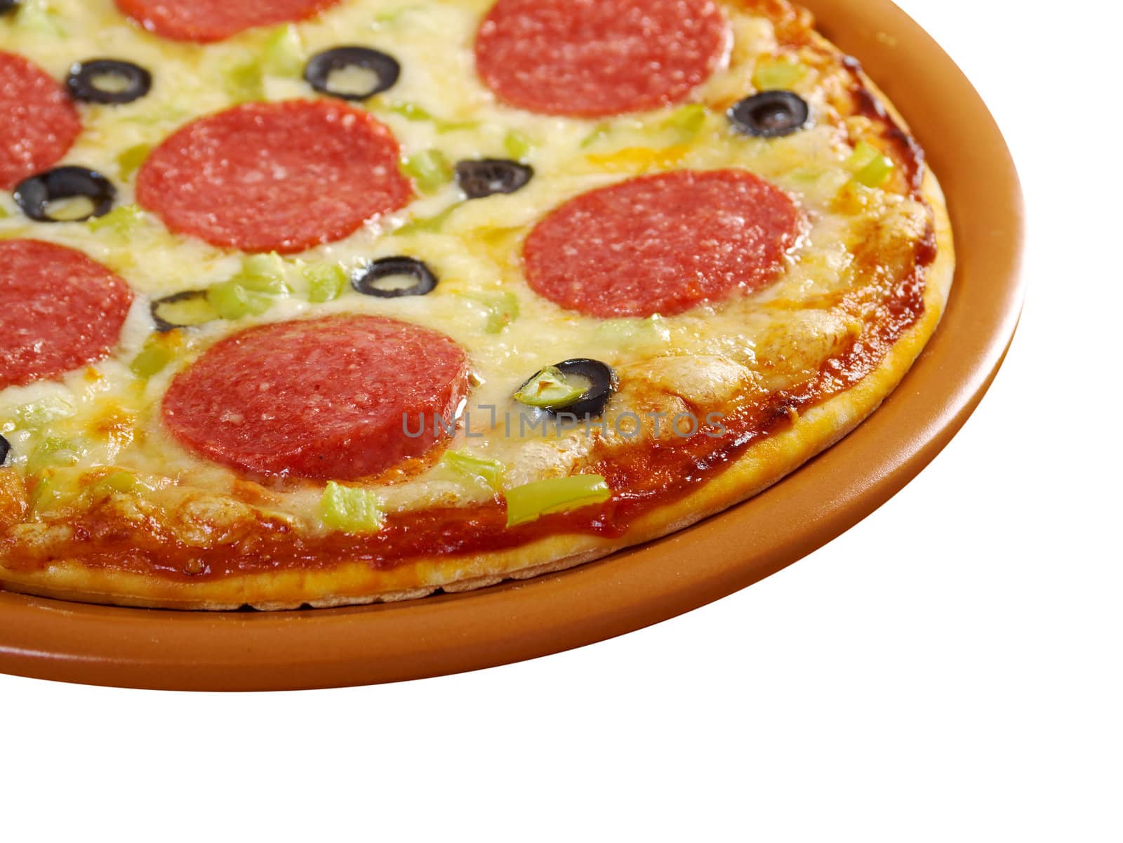 home pizza  Pepperoni.Closeup .isolated on white background. 