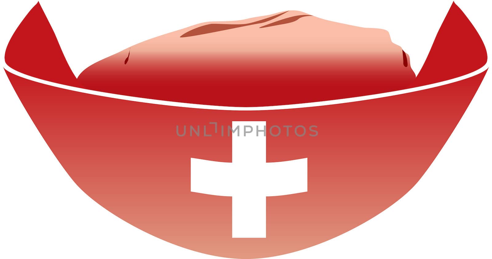 Medical red hat with white cross. Vector illustration