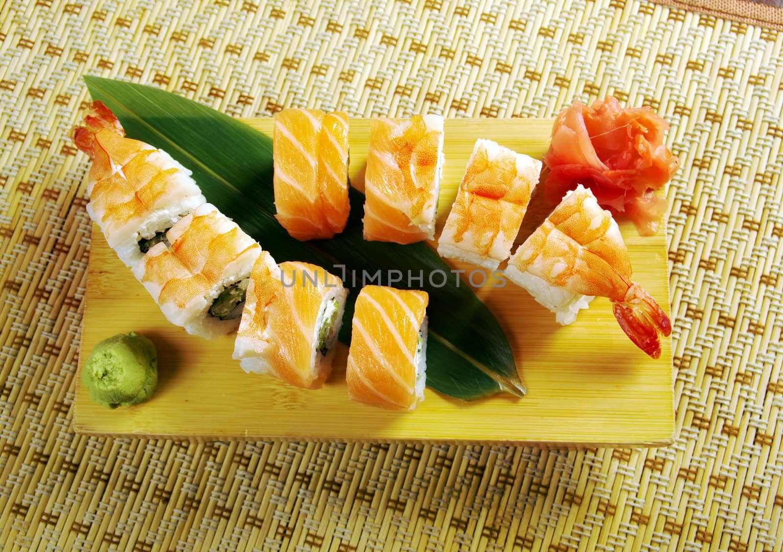 Japanese sushi  traditional japanese food.Roll made of Smoked fish