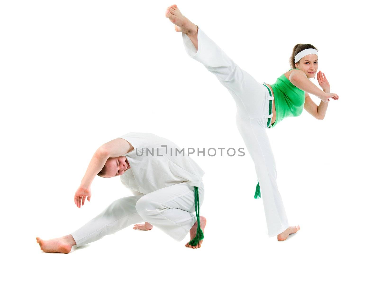 Contact Sport .Capoeira.over white background 