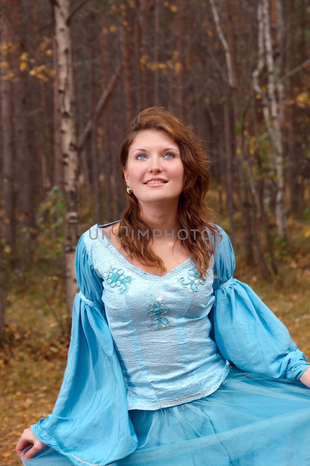  girl in medieval dress in autumn wood by Fanfo