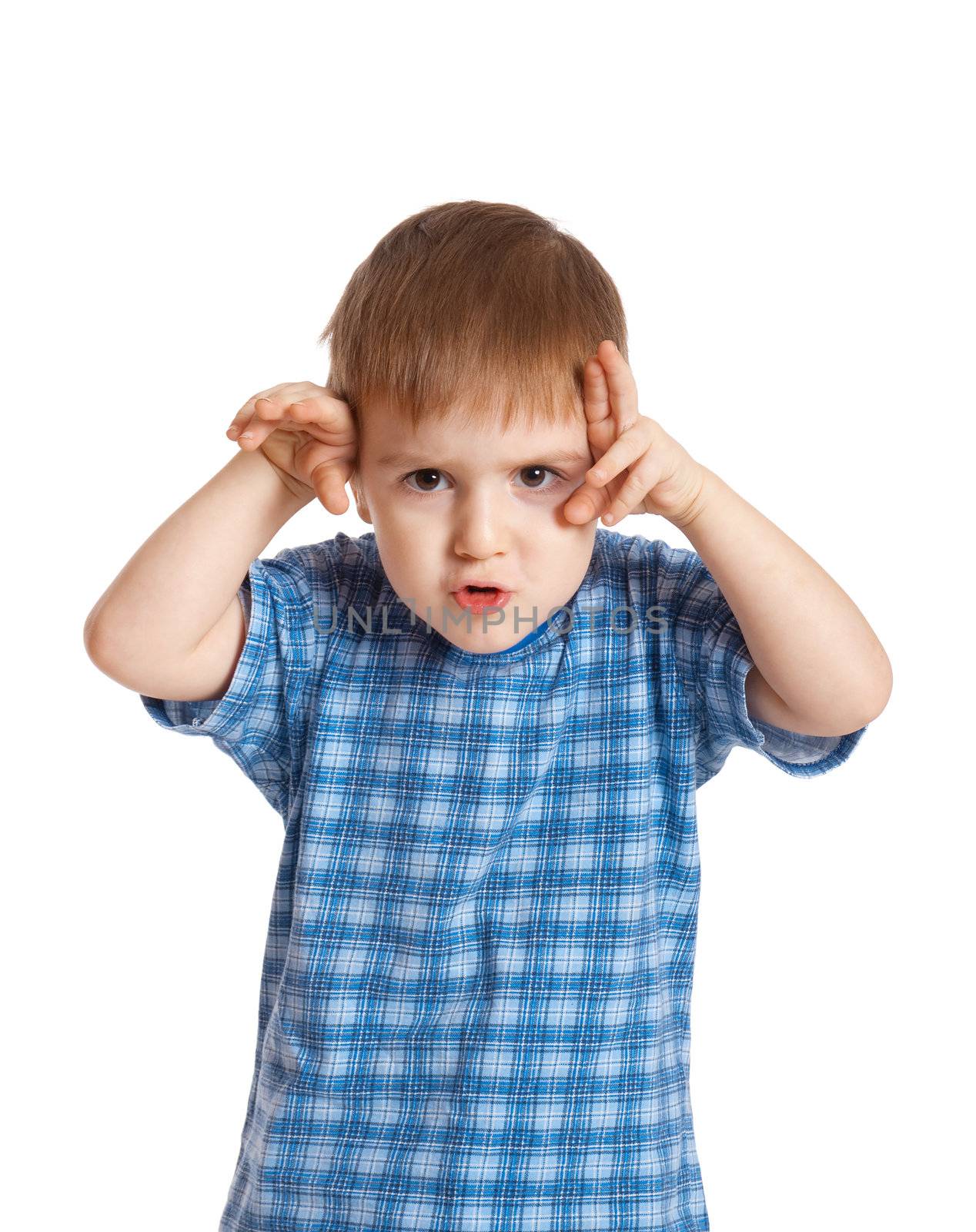 active artistic boy .isolated on white background