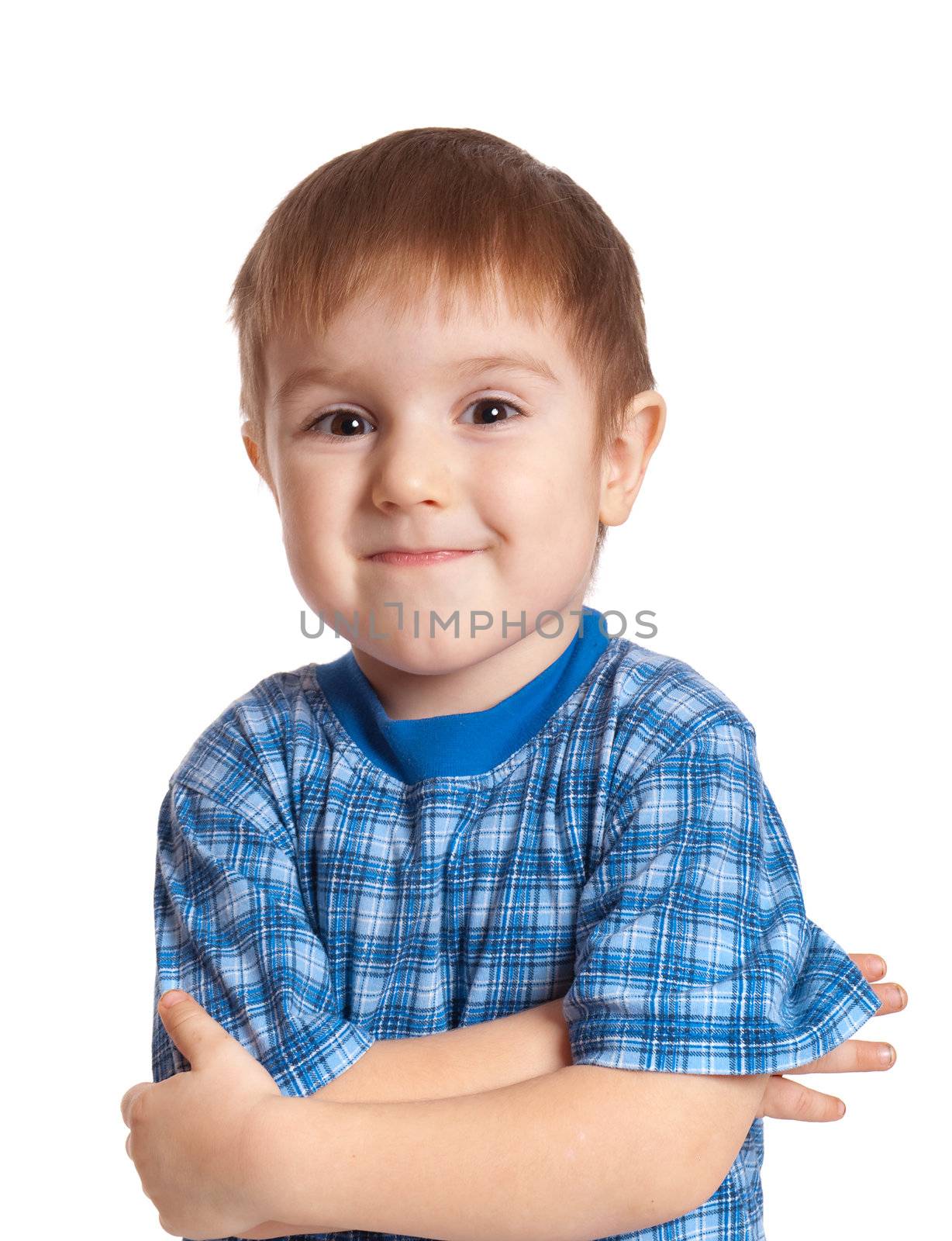 active artistic boy .isolated on white background