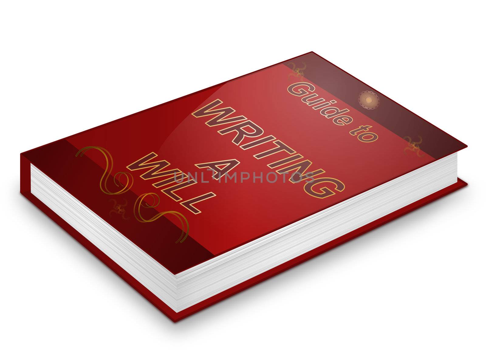 Illustration depicting a book with a writing a will concept title. White background.