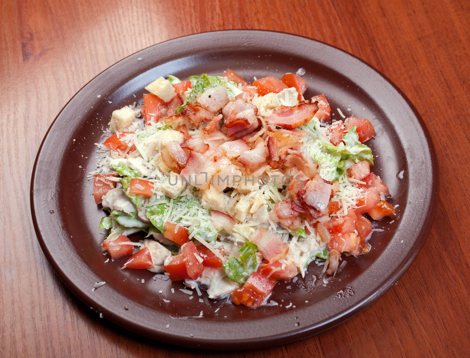 salad with bacon and vegetable.spanish kitchen