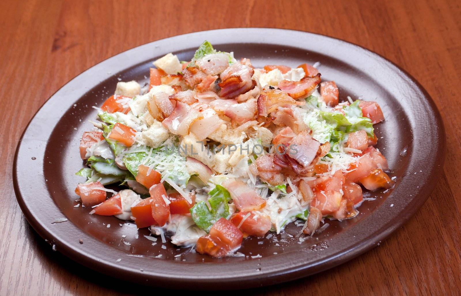 salad with bacon and vegetable.spanish kitchen
