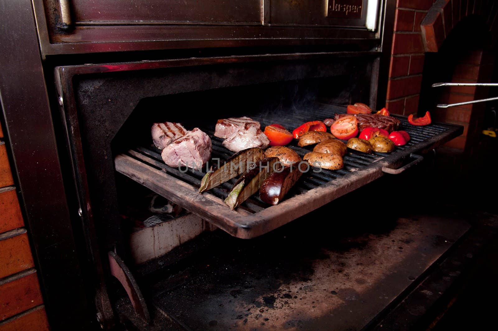 Argentinian cooking meat  barbecue  Shallow depth-of-field.