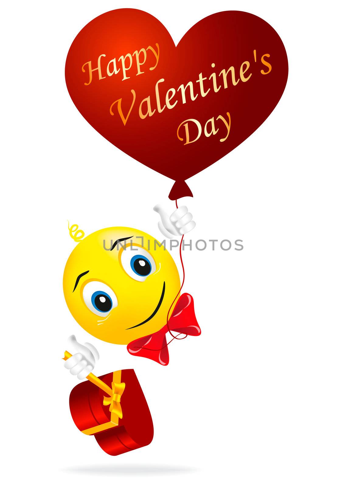 Smilies enamored held in his hands balloon in the form of heart as symbol of love