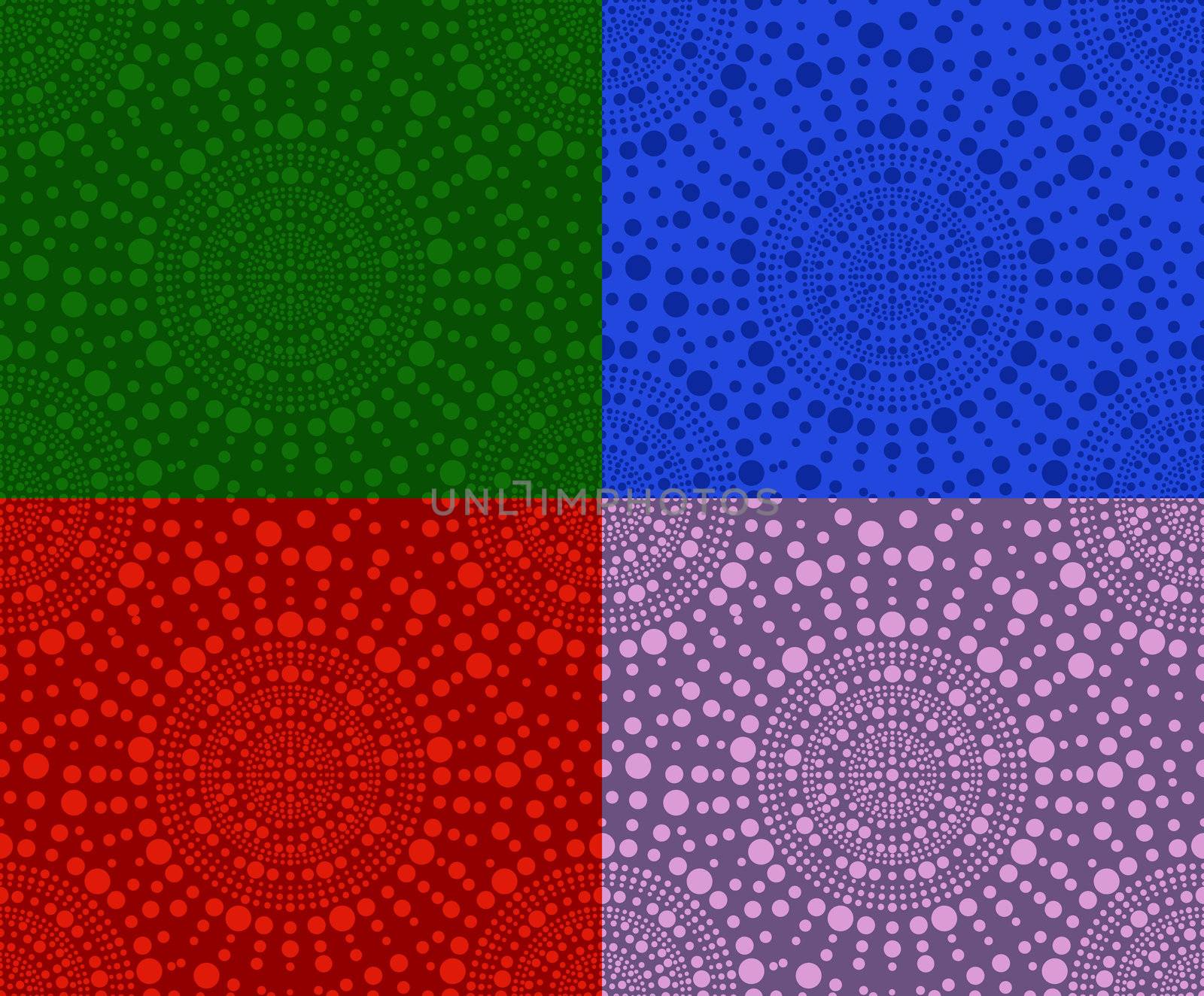 set of seamless patterns of colored circles