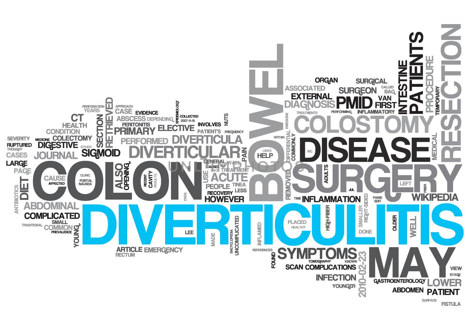 Diverticulitis Concept Design Word Cloud on White Background