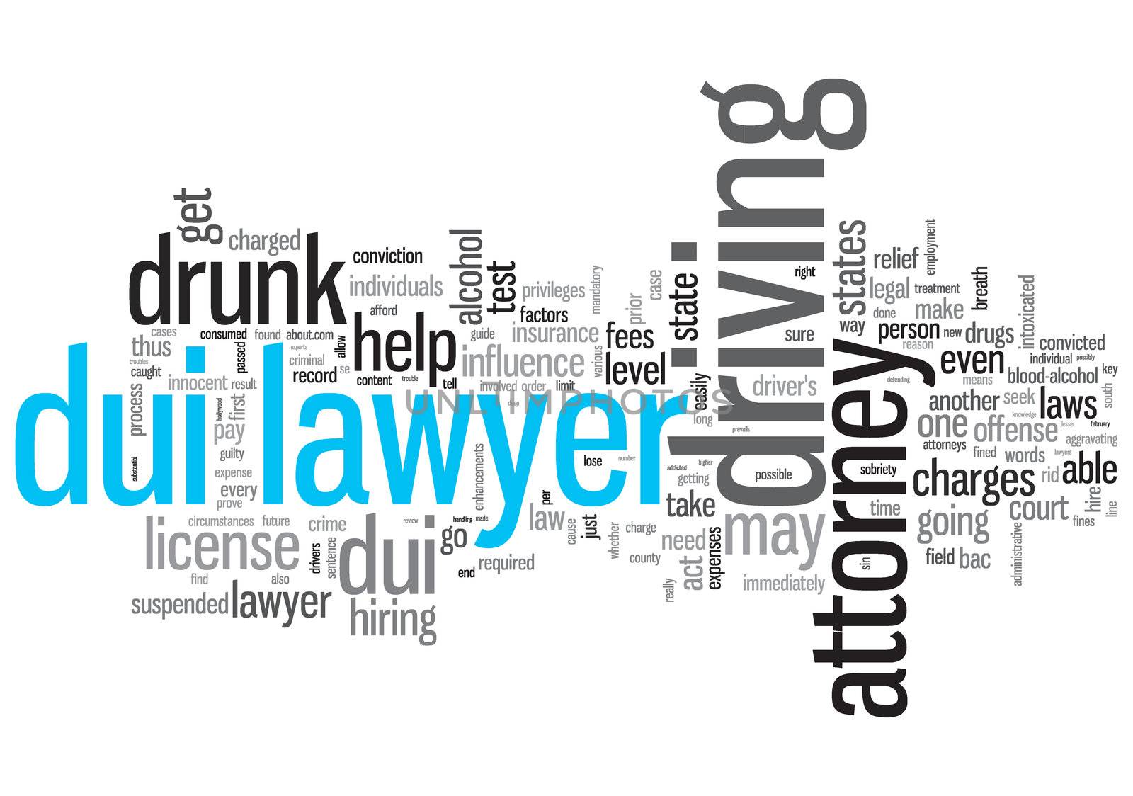 DUI Lawyer Concept Design Word Cloud on White Background