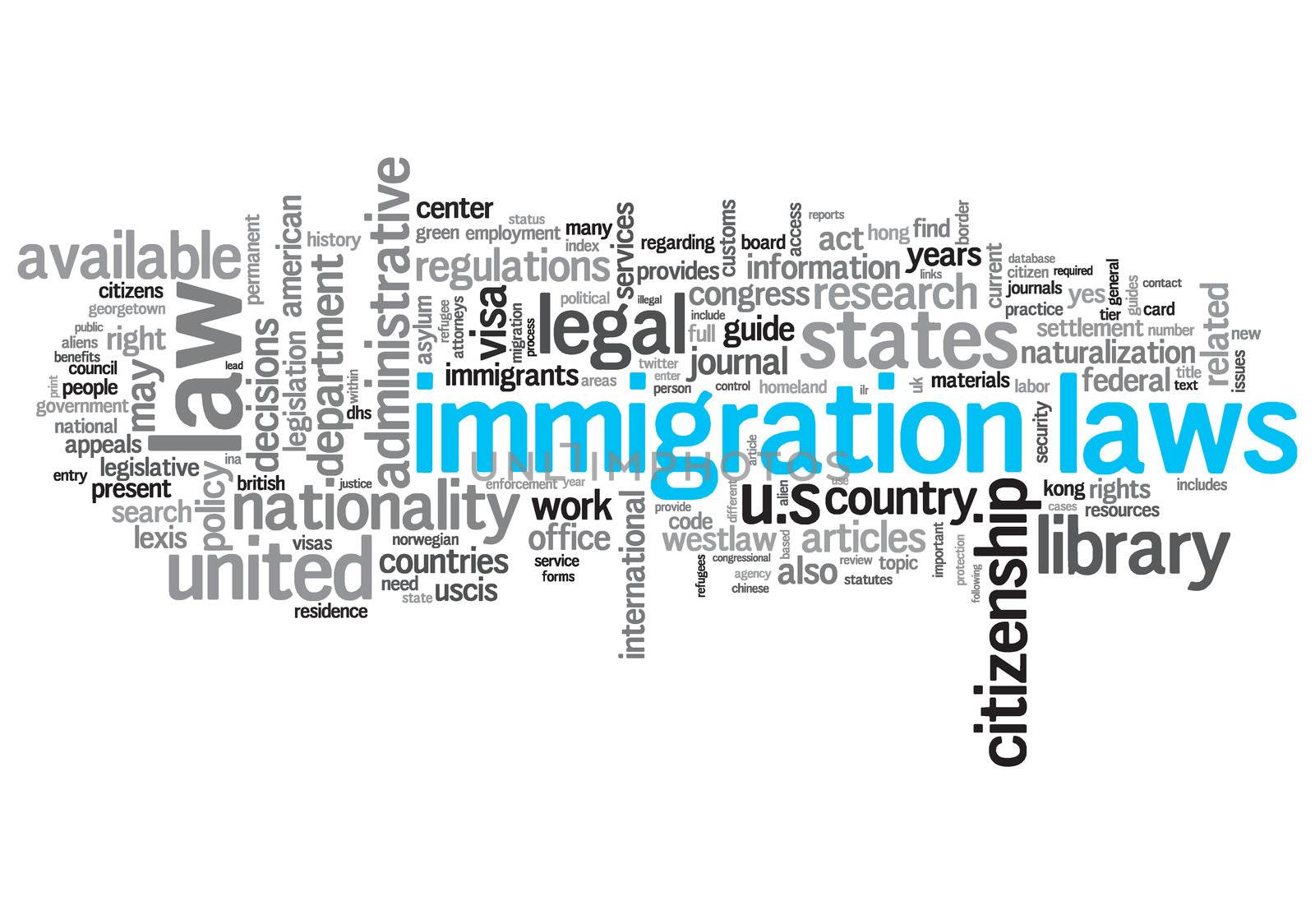 Immigration Laws Concept Design Word Cloud on White Background
