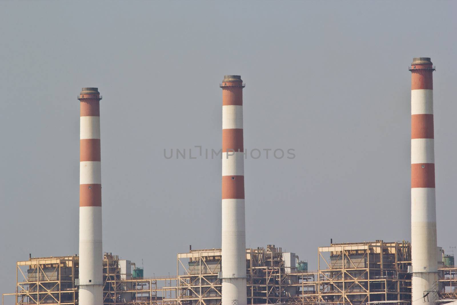 gas turbine electrical power plant at dusk by wasan_gredpree