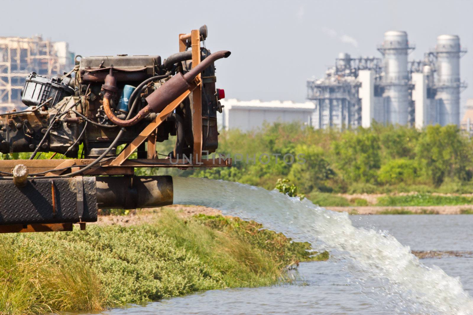 water pump updated water from  electric power station where Chonburi