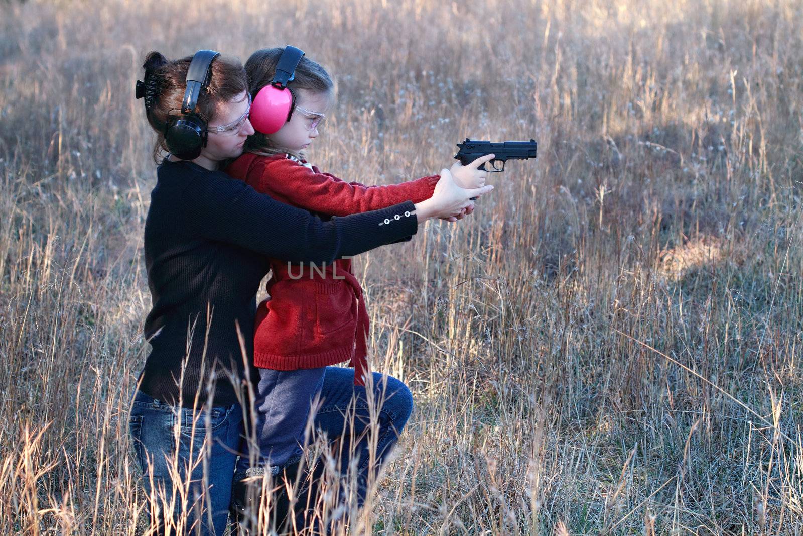 Mom and Daughter Practicing Shooting by StephanieFrey