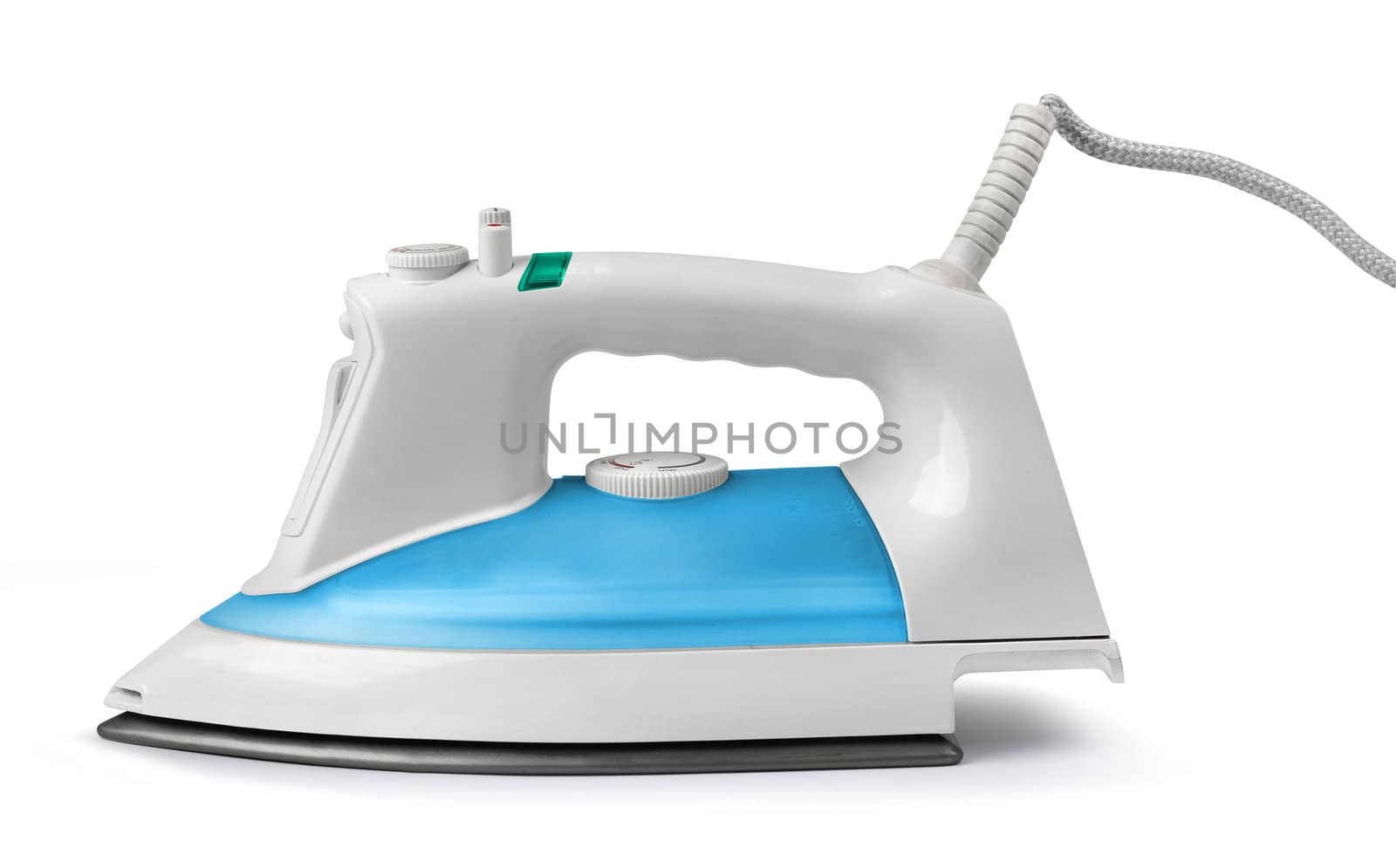 Modern steam flat-iron side view on white background isolated