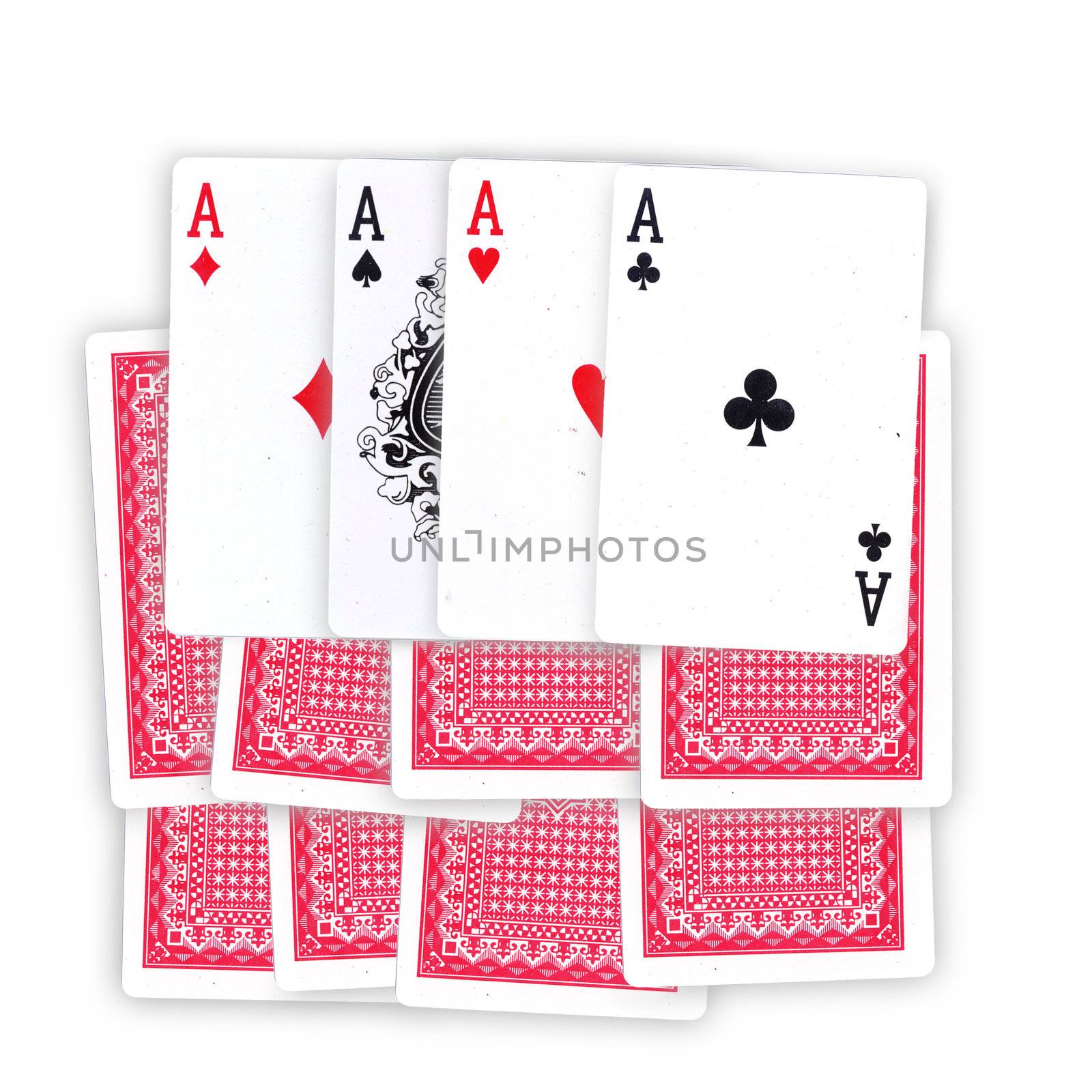 Hand cards and a ace on a white background
